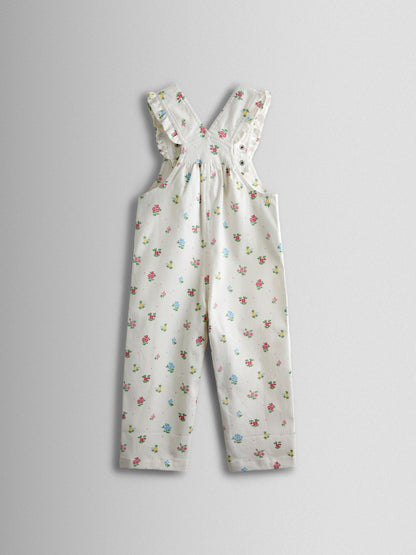 JoJo Maman Bébé Cream Floral Printed Twill Dungarees image 2