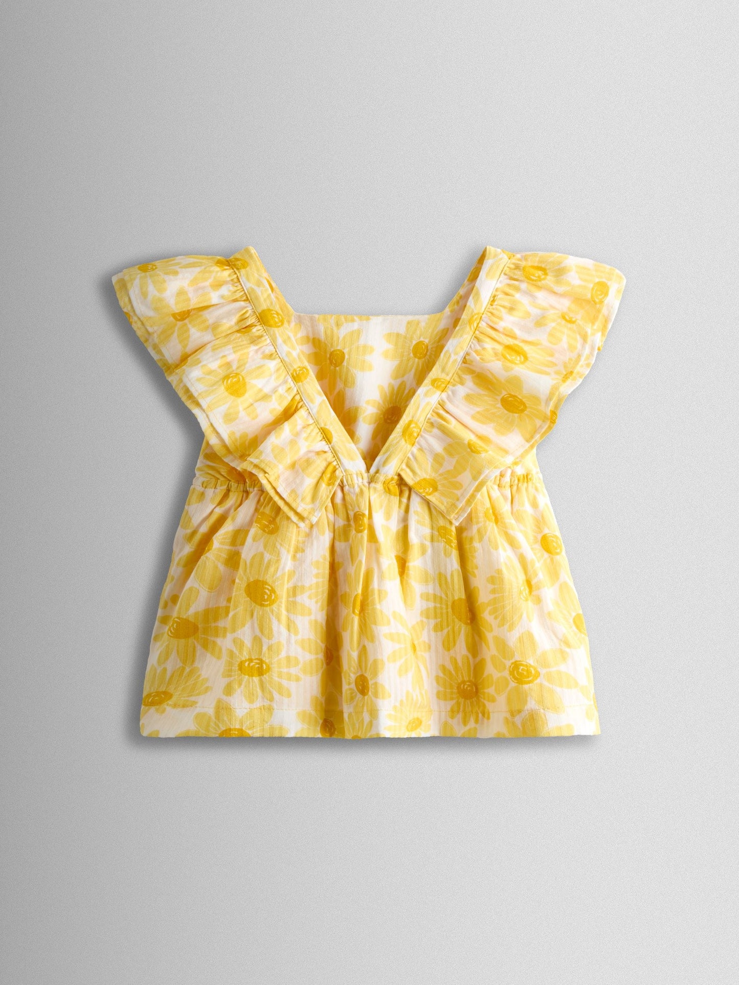 JoJo Maman Bébé Yellow Daisy Square Neck Top & Short Set image 3