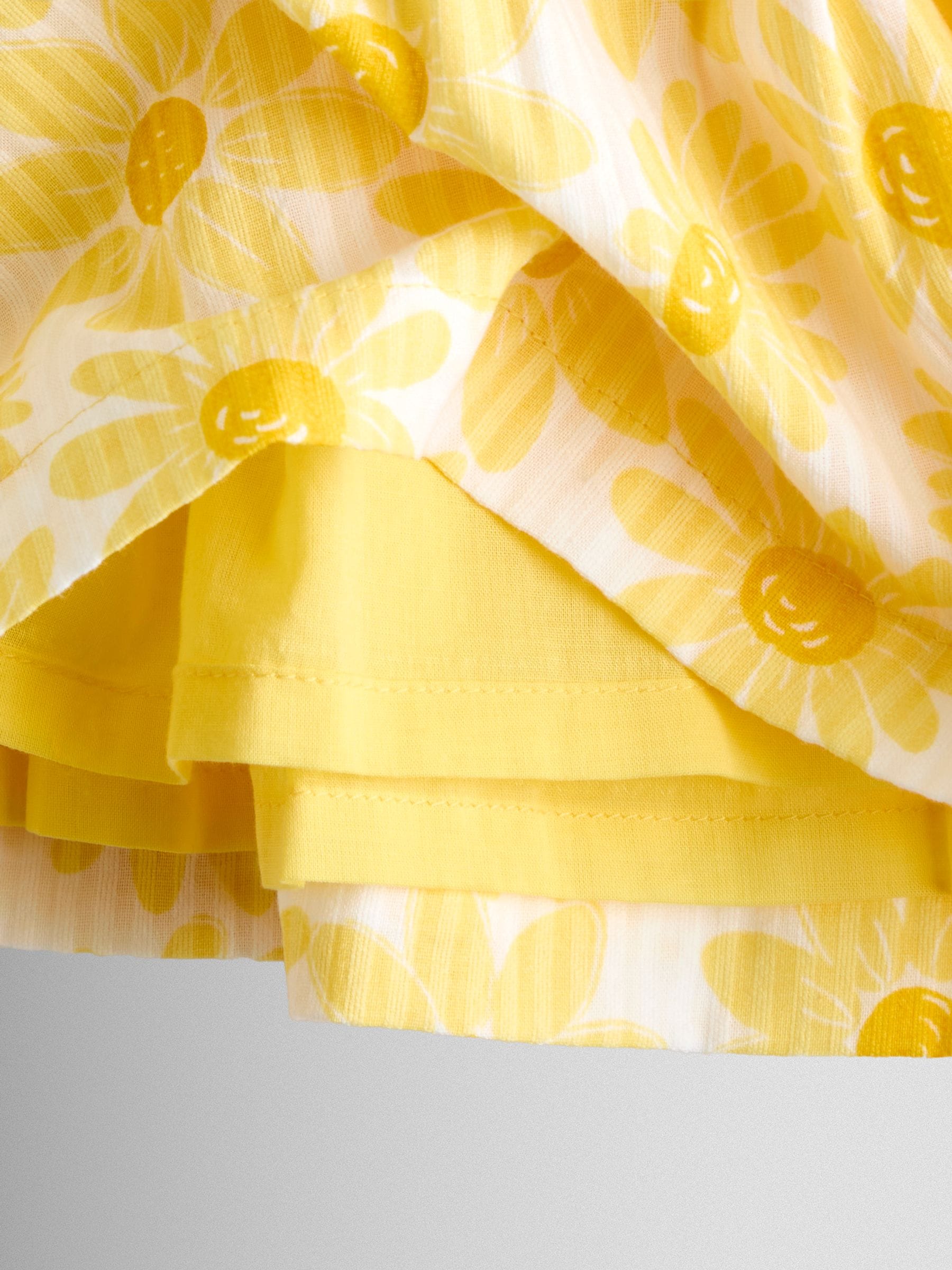 JoJo Maman Bébé Yellow Daisy Square Neck Top & Short Set image 6