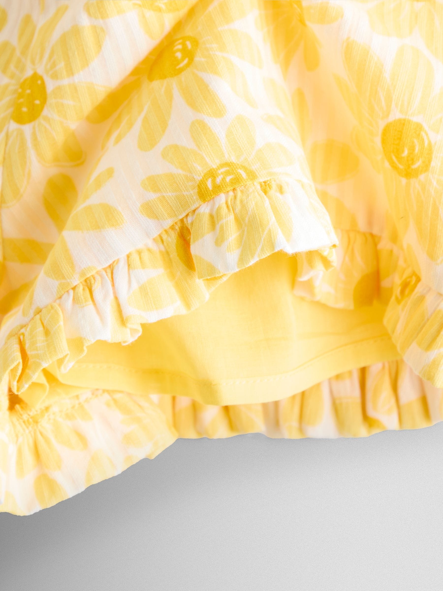 JoJo Maman Bébé Yellow Daisy Square Neck Top & Short Set image 7