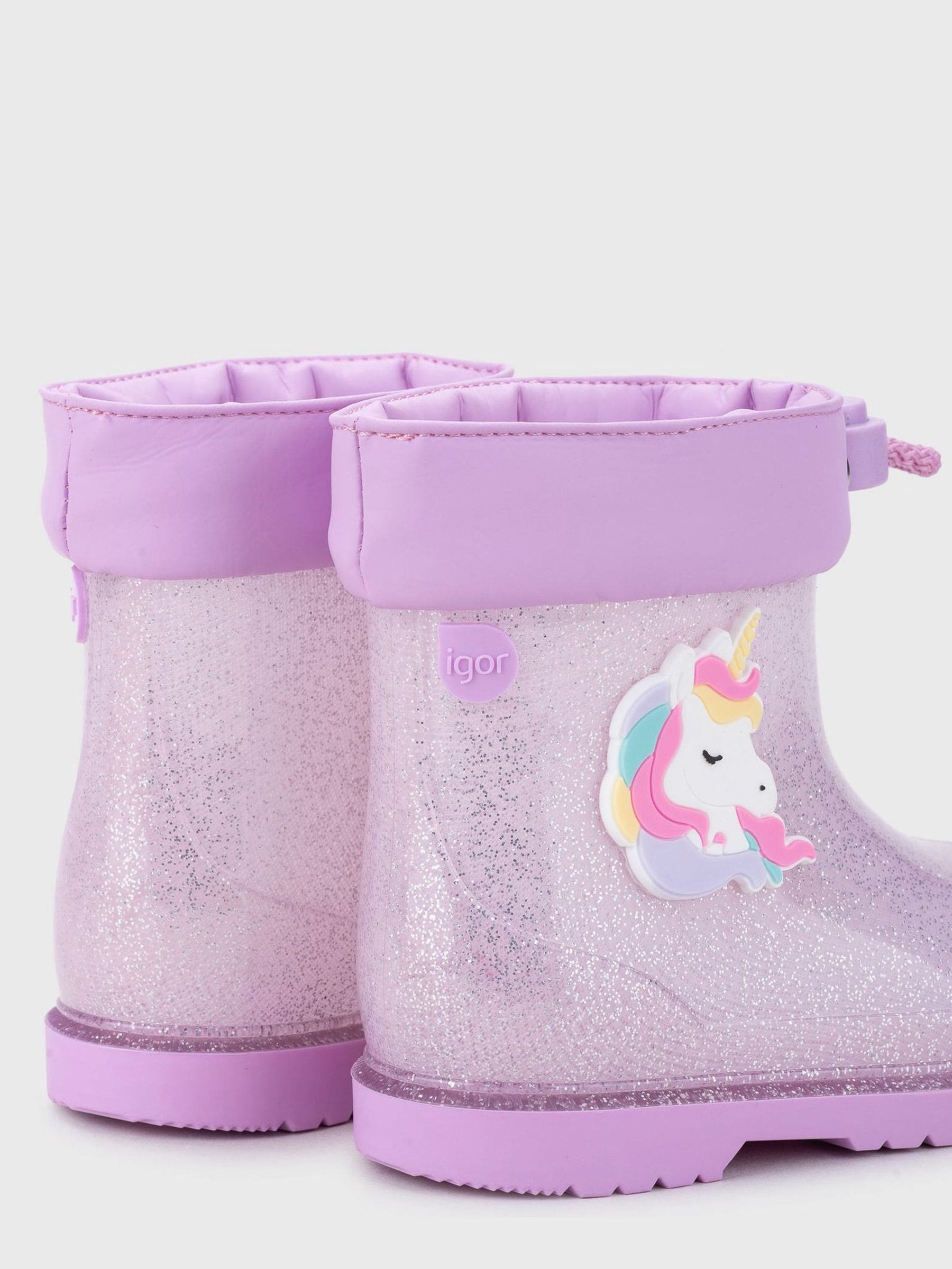 Igor Purple Glitter Unicorn Ankle Wellies image 3