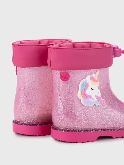 Igor Pink Glitter Unicorn Ankle Wellies image 2