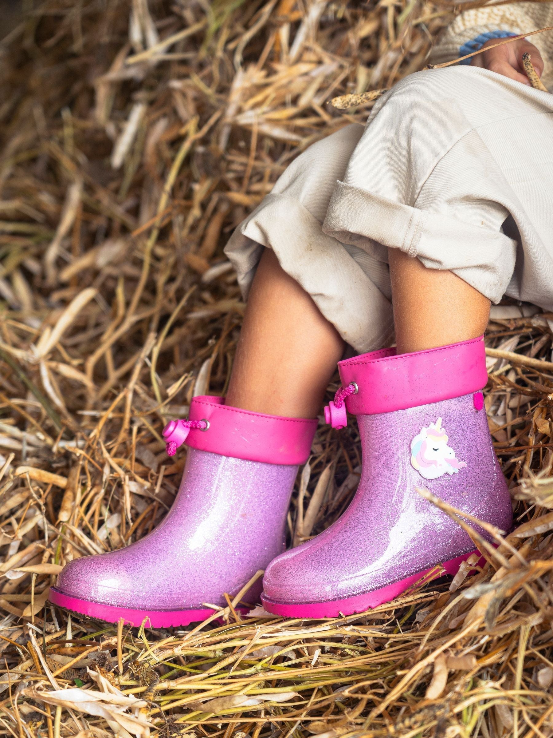 Igor Pink Glitter Unicorn Ankle Wellies image 5