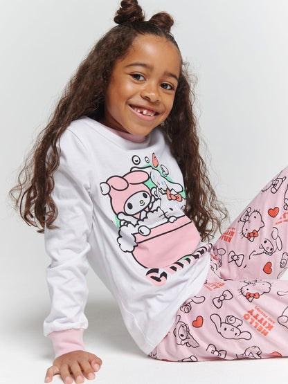 Brand Threads Pink Girls Hello Kitty Pyjamas Set - image 5
