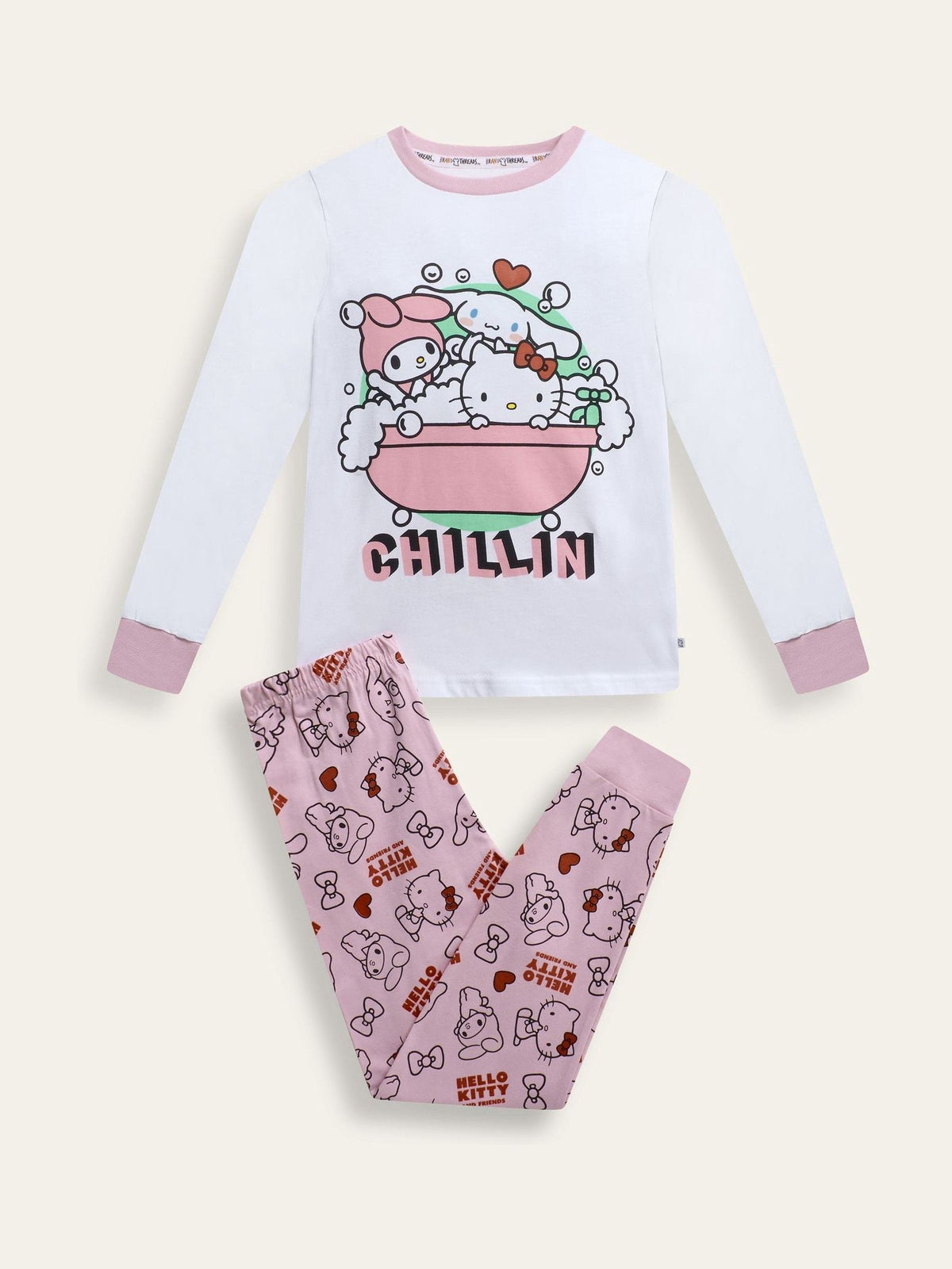 Brand Threads Pink Girls Hello Kitty Pyjamas Set - image 6