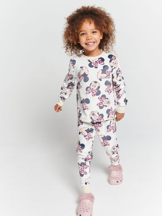 Brand Threads Natural Disney Minnie Mouse Fleece Pyjamas Set - image 1