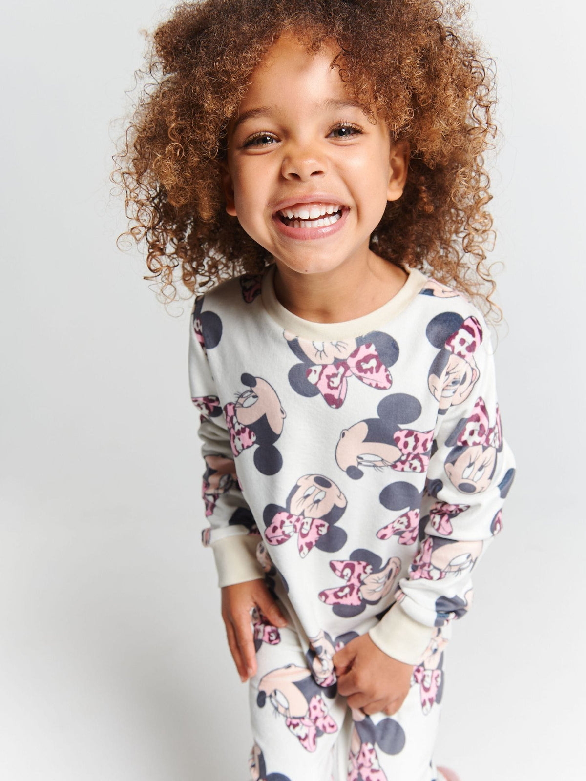Brand Threads Natural Disney Minnie Mouse Fleece Pyjamas Set - image 3