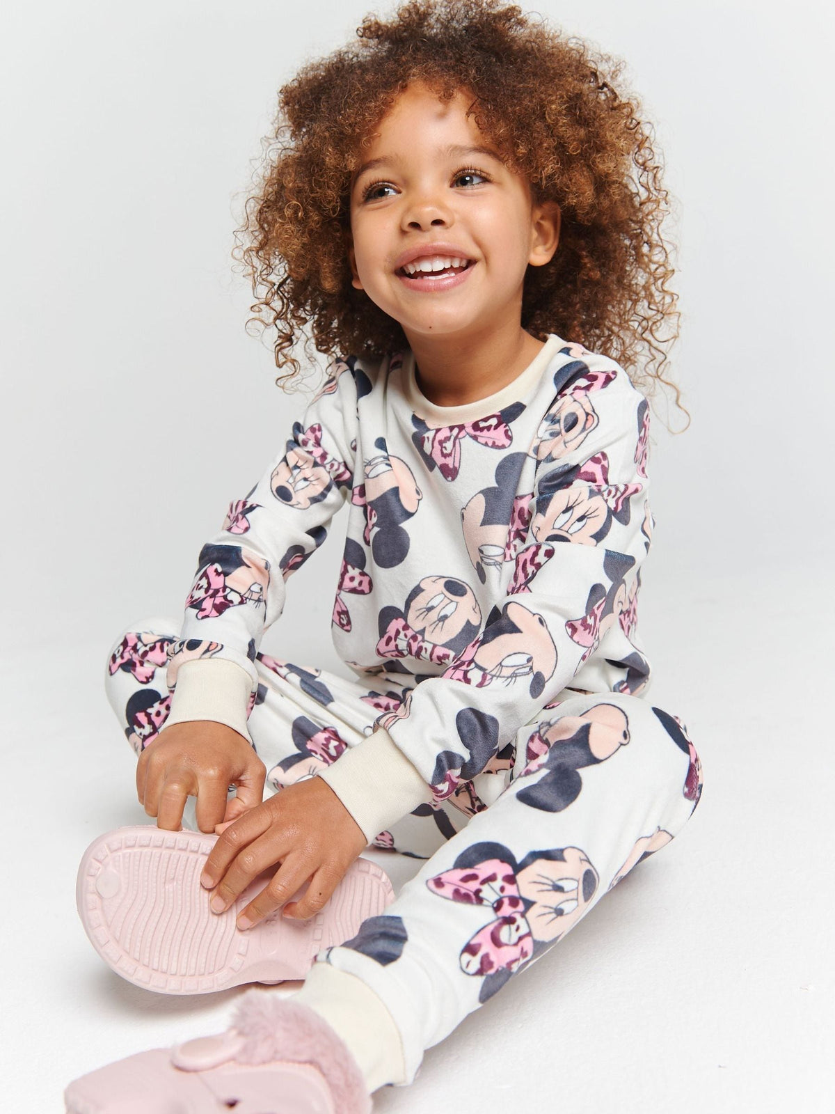 Brand Threads Natural Disney Minnie Mouse Fleece Pyjamas Set - image 4