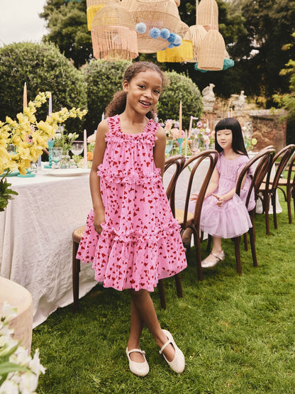 Pink Heart Tiered Mesh Party Dress (3-16yrs) image 2