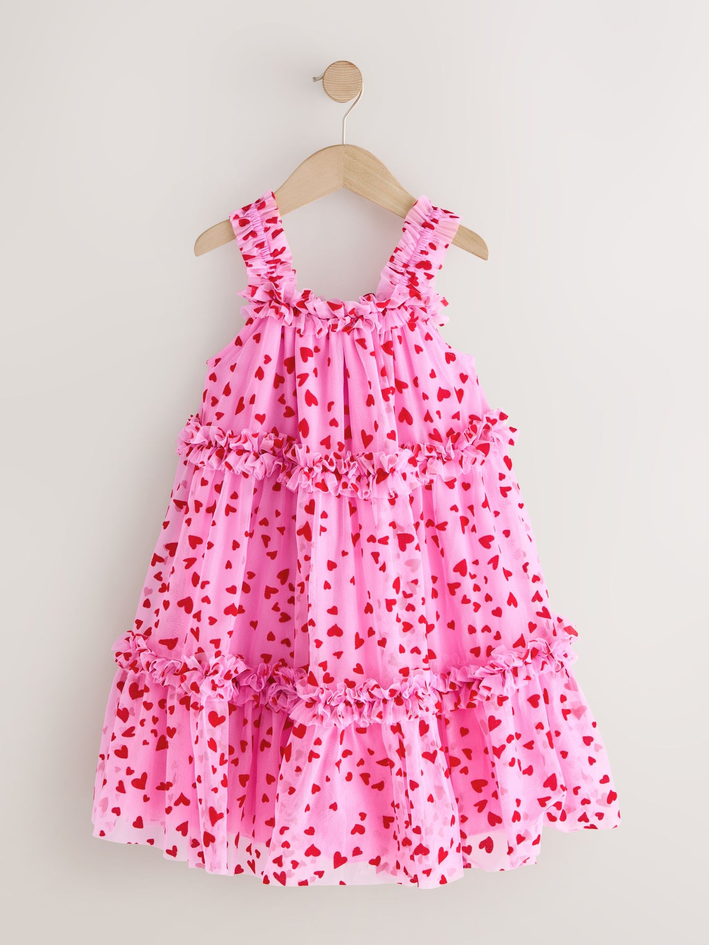 Pink Heart Tiered Mesh Party Dress (3-16yrs) image 4