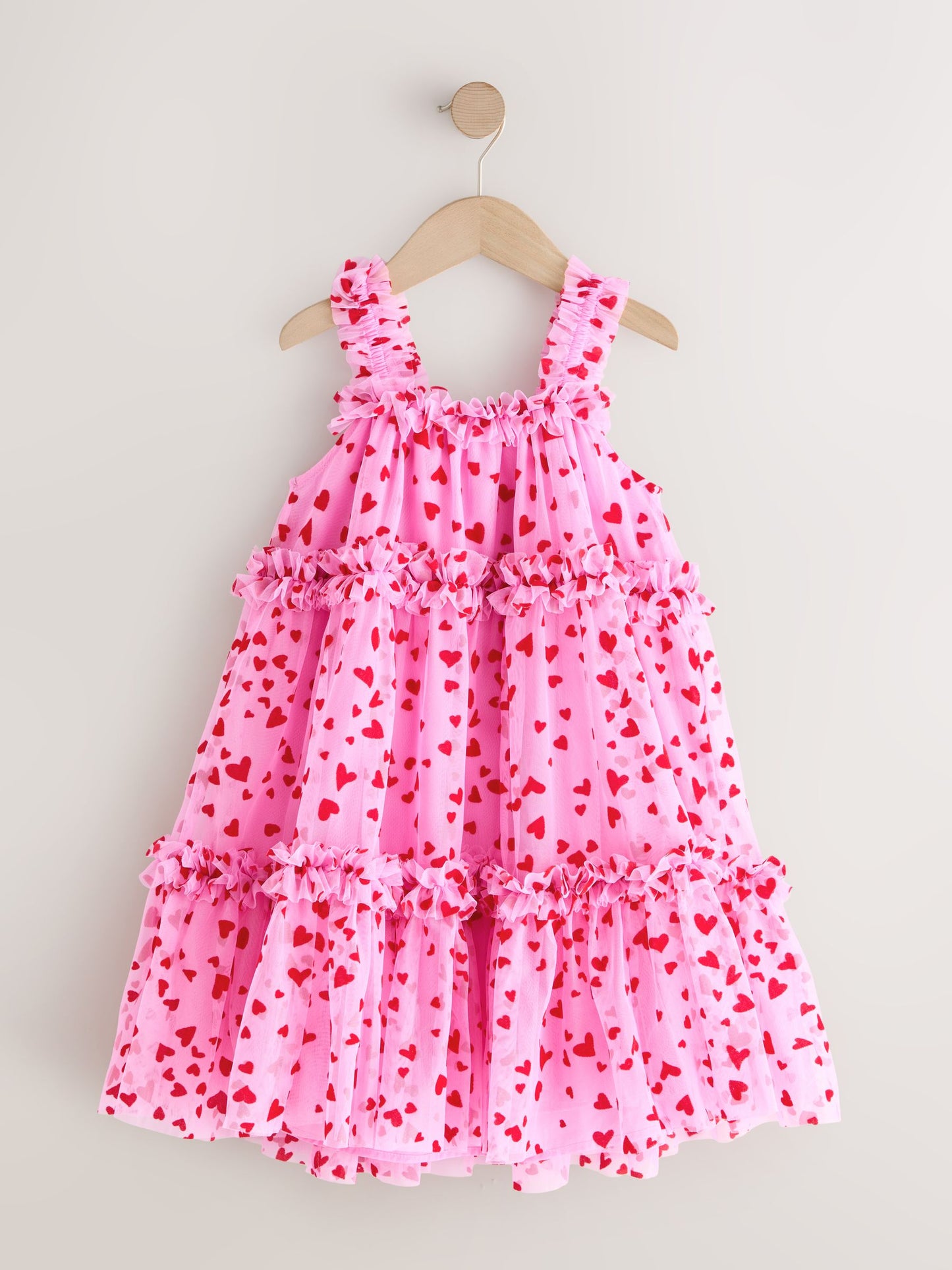 Pink Heart Tiered Mesh Party Dress (3-16yrs) image 5