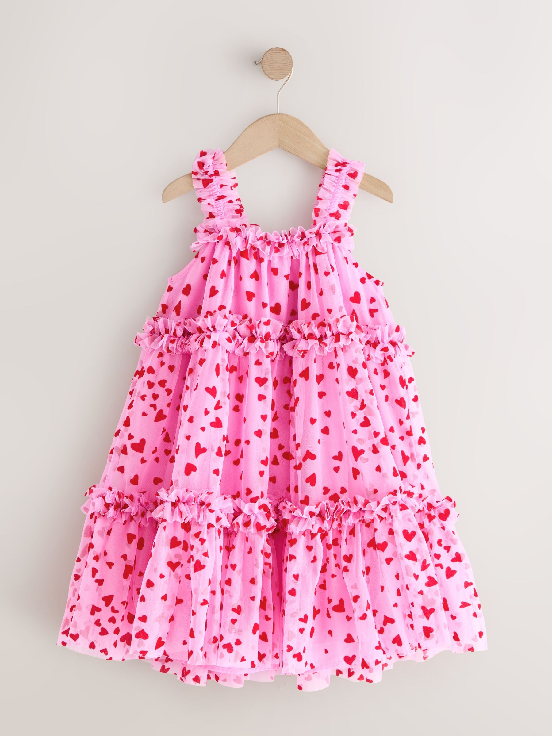 Pink Heart Tiered Mesh Party Dress (3-16yrs) image 5