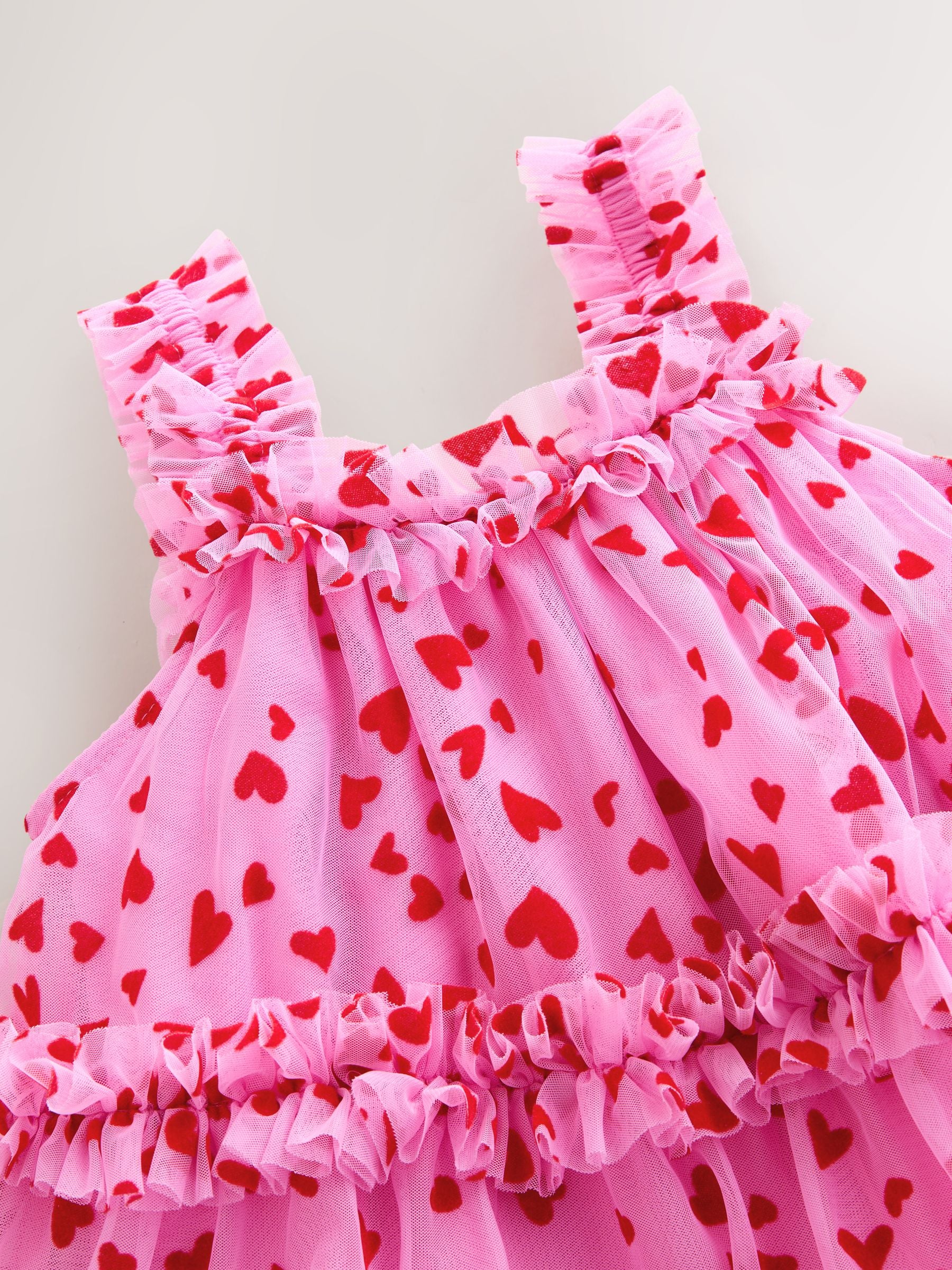 Pink Heart Tiered Mesh Party Dress (3-16yrs) image 6