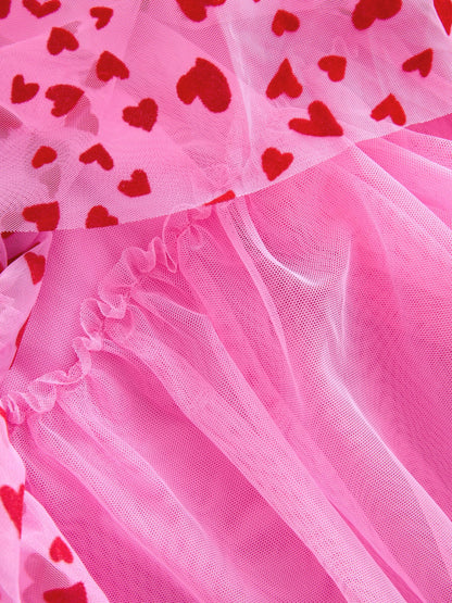 Pink Heart Tiered Mesh Party Dress (3-16yrs) image 8