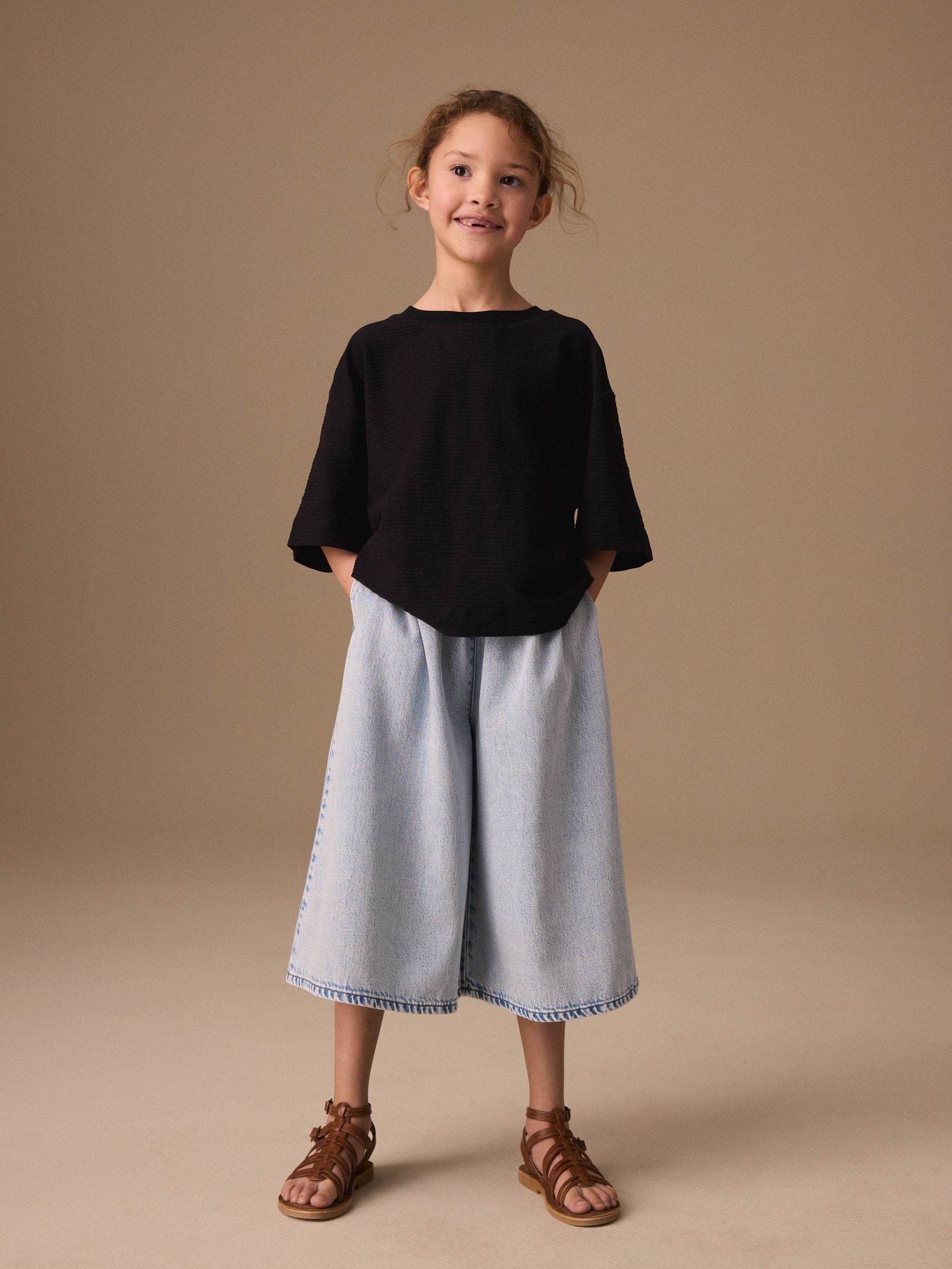 Dsiney Kidz - Black Textured Oversized Boxy T-Shirt (3-16yrs) image 2