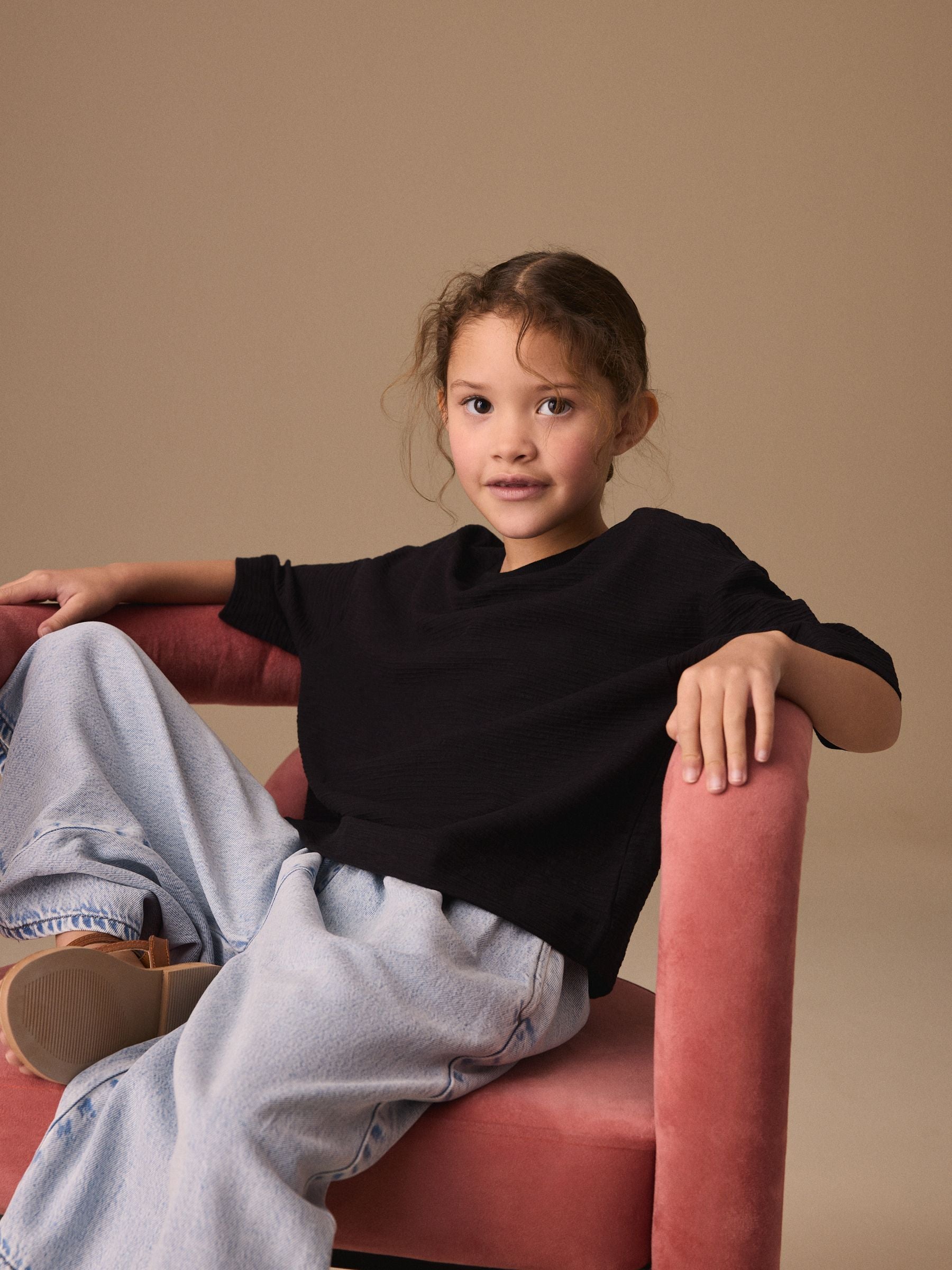 Dsiney Kidz - Black Textured Oversized Boxy T-Shirt (3-16yrs) image 3