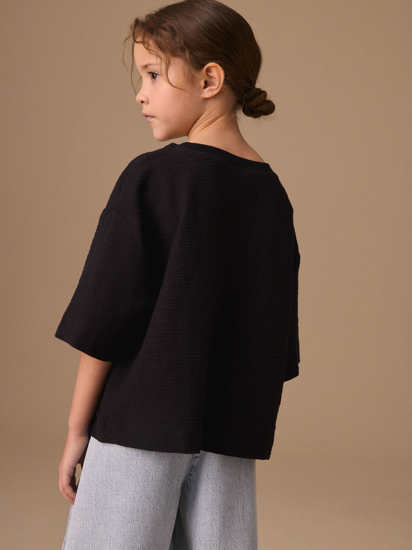 Dsiney Kidz - Black Textured Oversized Boxy T-Shirt (3-16yrs) image 4