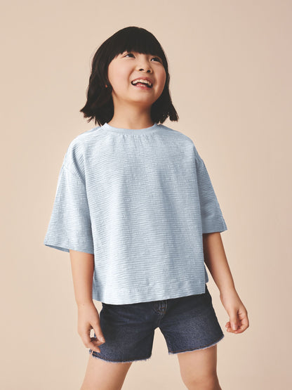 Dsiney Kidz - Blue Textured Oversized Boxy T-Shirt (3-16yrs) image 1