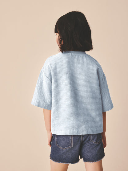 Dsiney Kidz - Blue Textured Oversized Boxy T-Shirt (3-16yrs) image 2