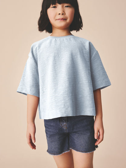 Dsiney Kidz - Blue Textured Oversized Boxy T-Shirt (3-16yrs) image 3