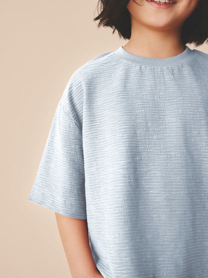 Dsiney Kidz - Blue Textured Oversized Boxy T-Shirt (3-16yrs) image 4