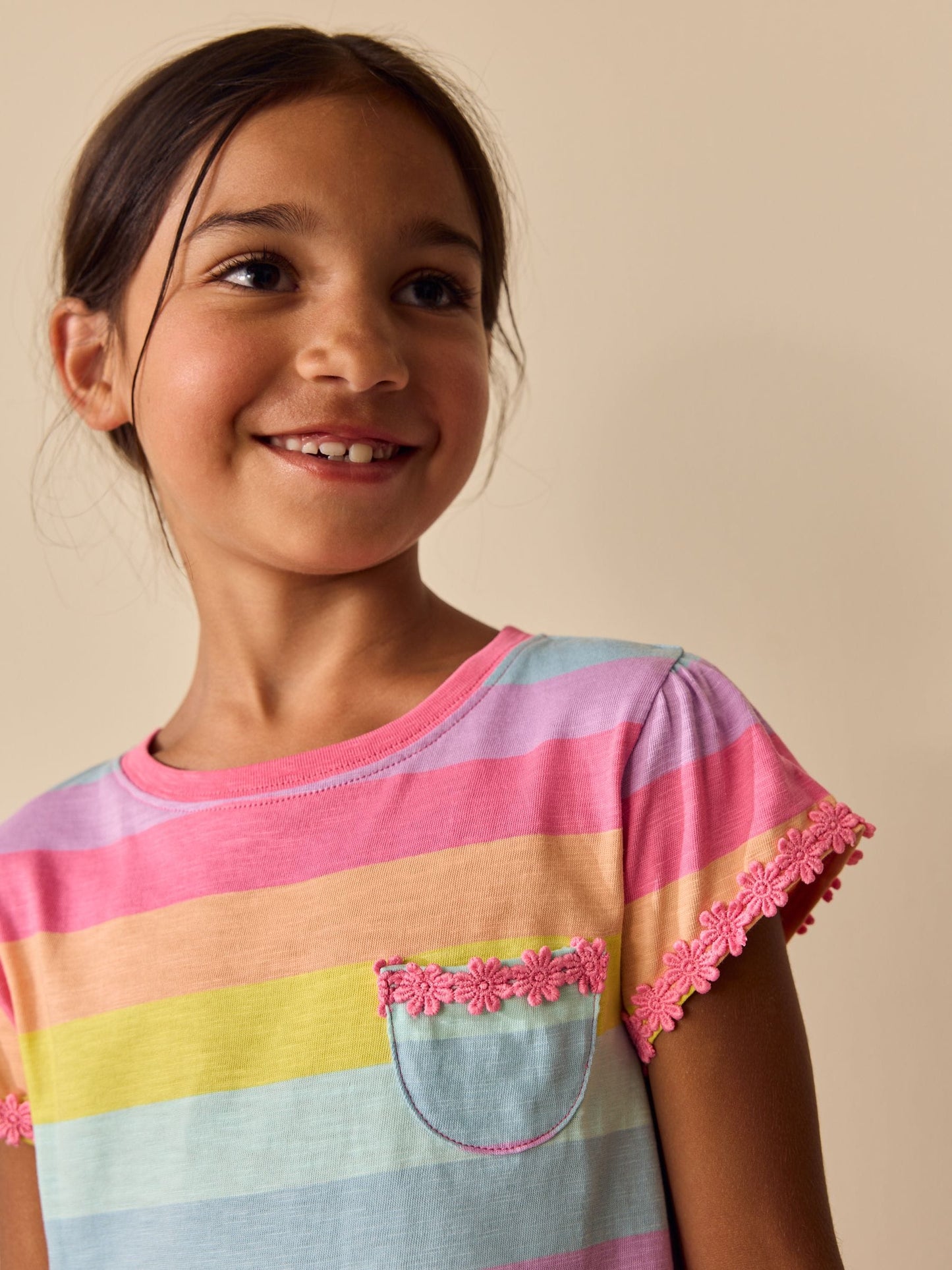 Dsiney Kidz - Rainbow Stripe Daisy Pocket T-Shirt (12mths-12yrs) image 3