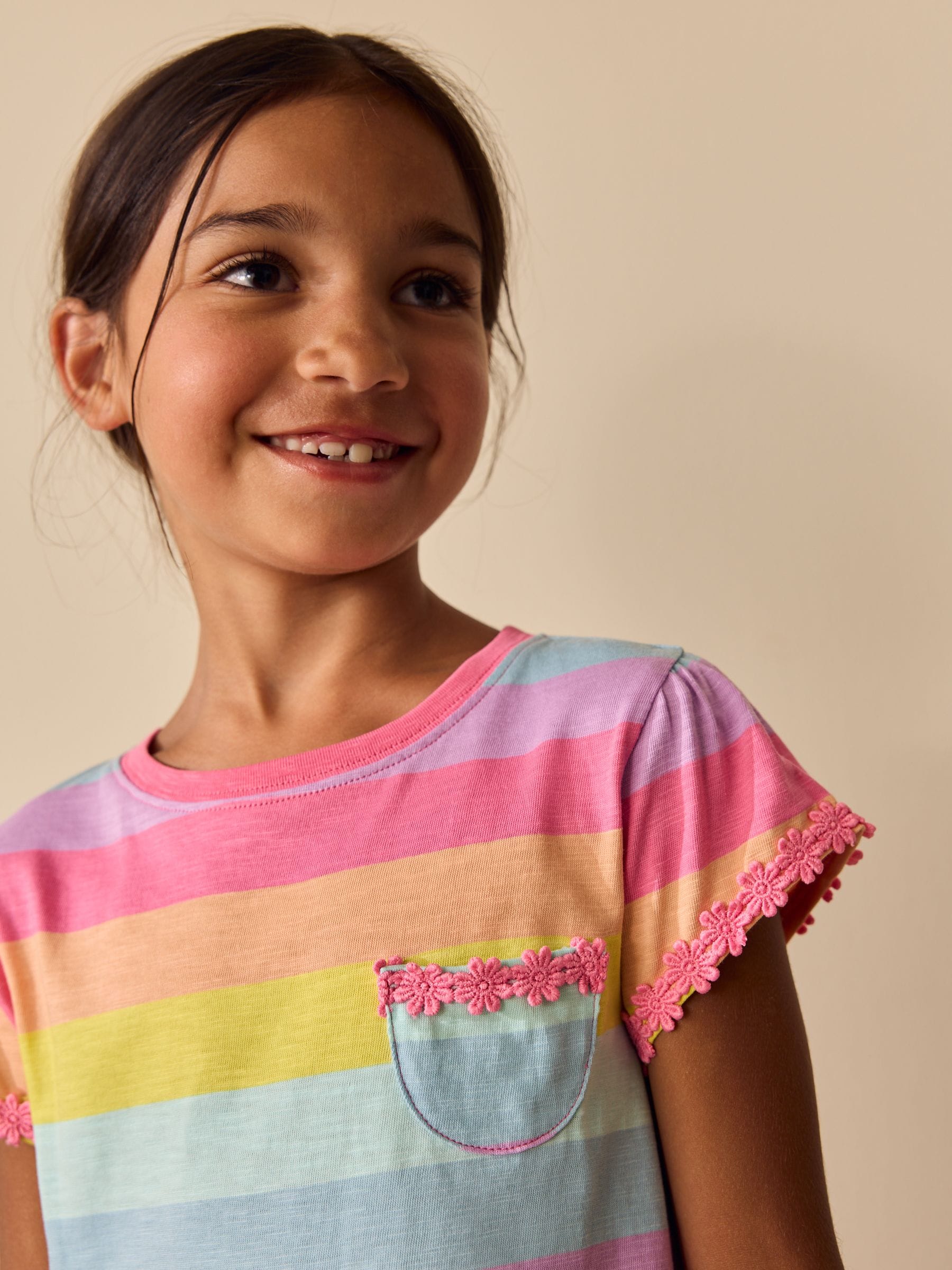 Dsiney Kidz - Rainbow Stripe Daisy Pocket T-Shirt (12mths-12yrs) image 3