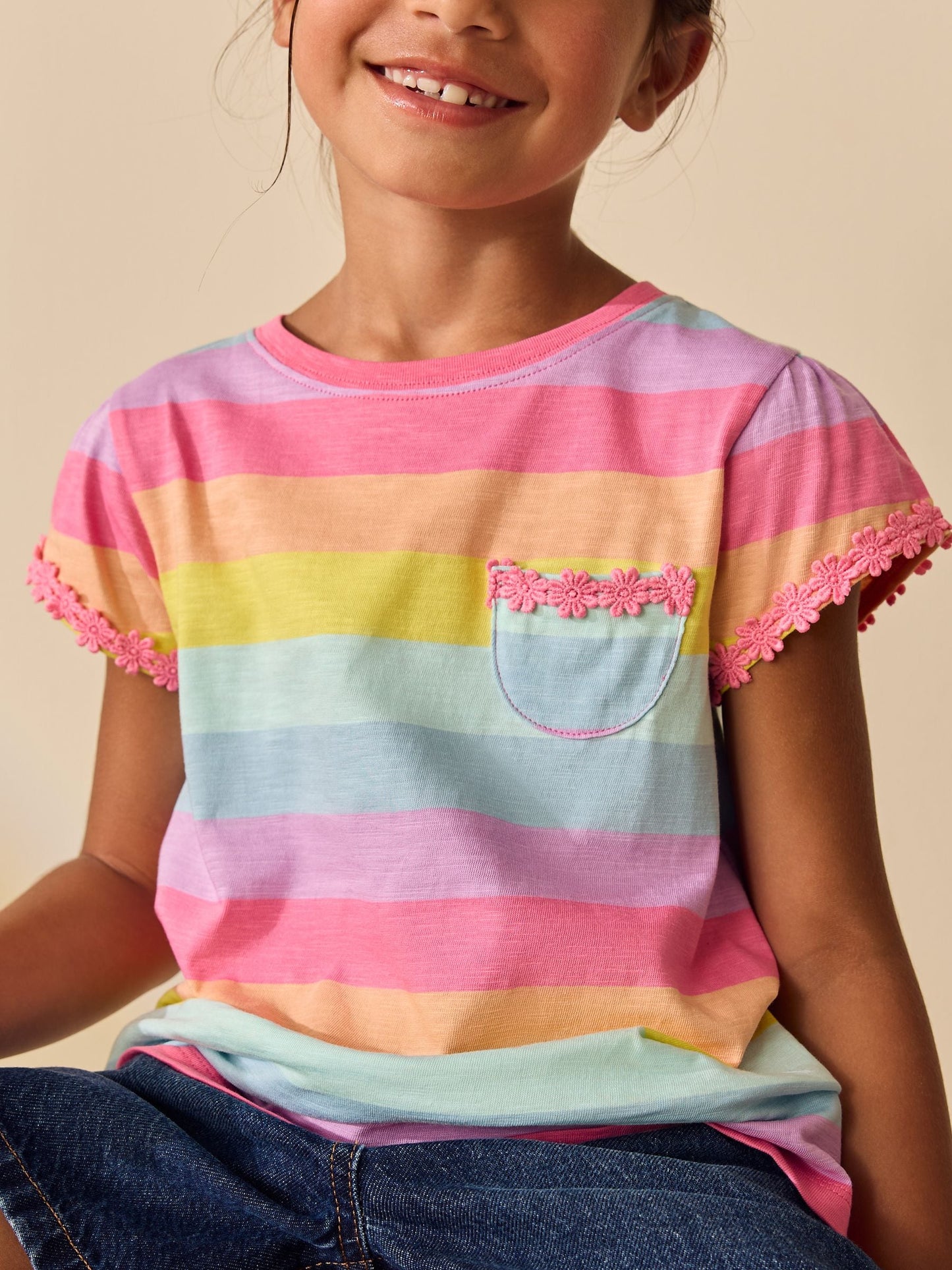 Dsiney Kidz - Rainbow Stripe Daisy Pocket T-Shirt (12mths-12yrs) image 4
