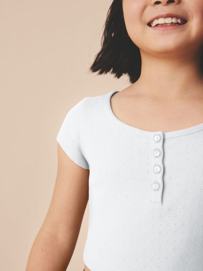 Dsiney Kidz - White Pointelle Button Front Top (3-16yrs) image 3