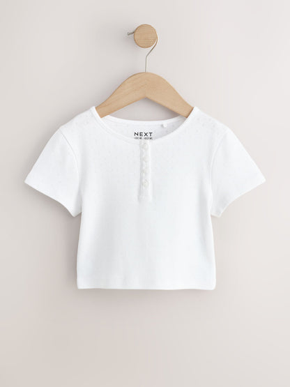 Dsiney Kidz - White Pointelle Button Front Top (3-16yrs) image 4