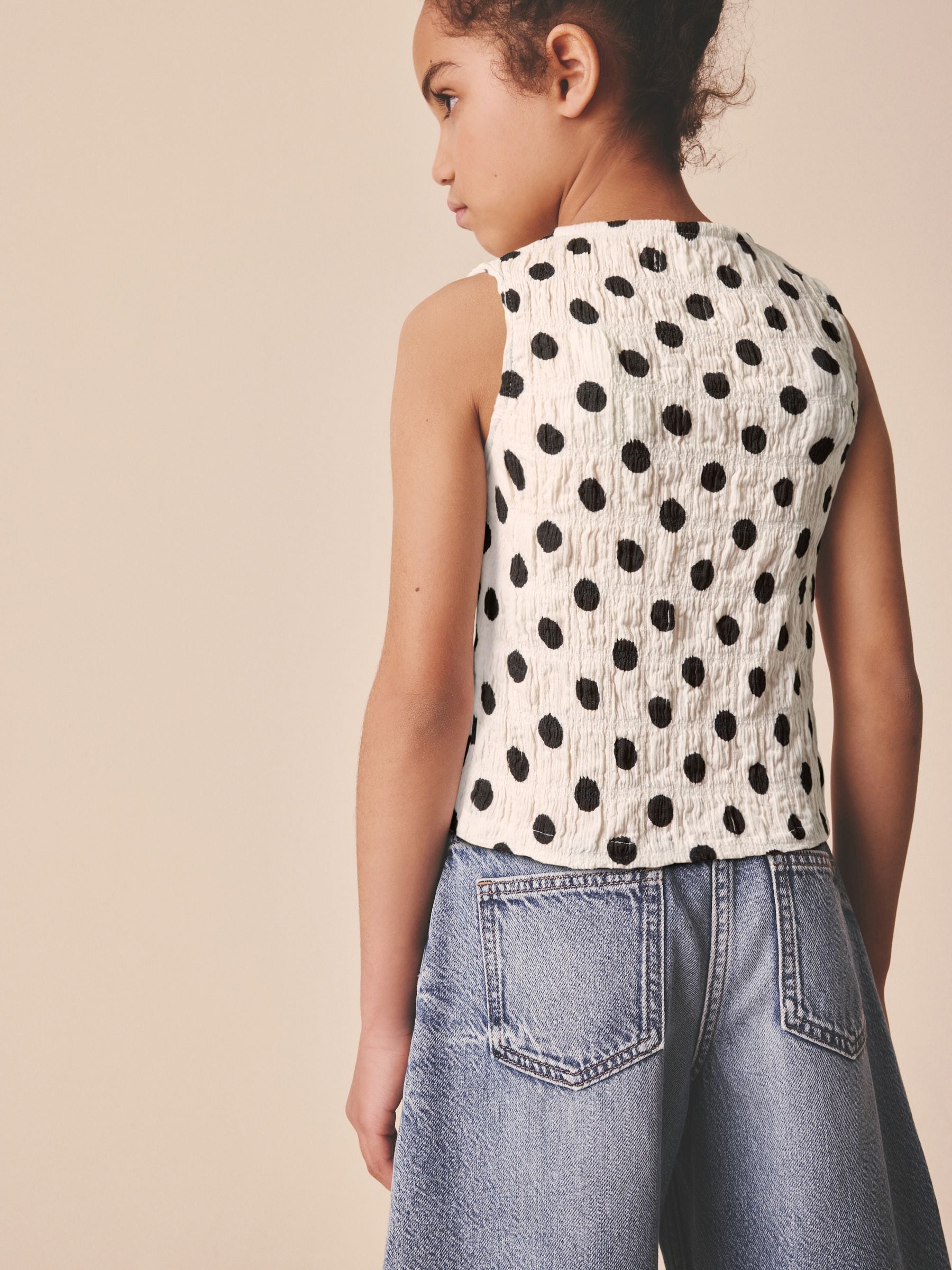 Dsiney Kidz - Black/White Spot Textured Button Front Top (3-16yrs) image 3
