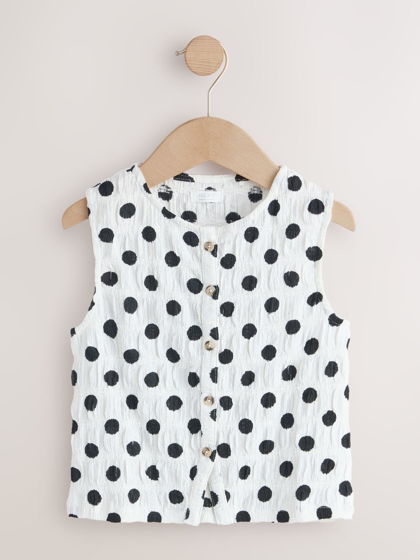 Dsiney Kidz - Black/White Spot Textured Button Front Top (3-16yrs) image 4