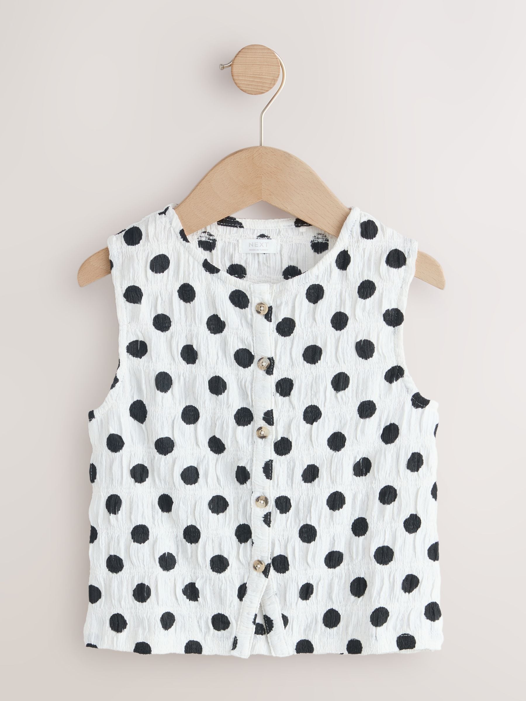 Dsiney Kidz - Black/White Spot Textured Button Front Top (3-16yrs) image 4
