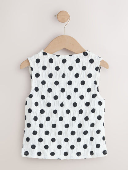 Dsiney Kidz - Black/White Spot Textured Button Front Top (3-16yrs) image 5