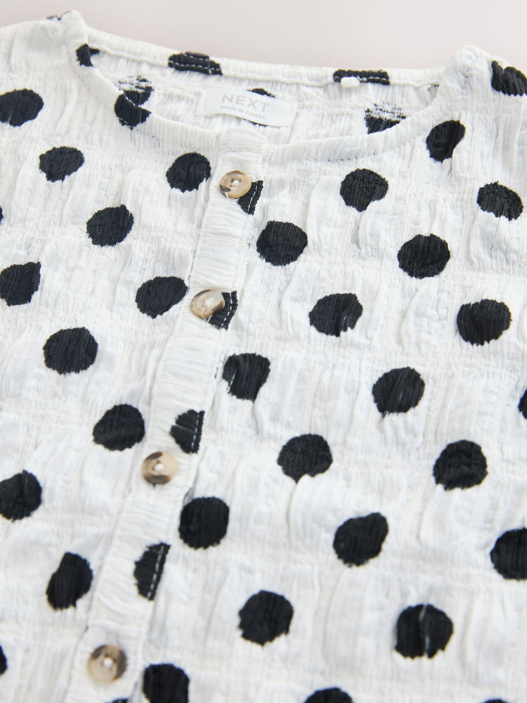 Dsiney Kidz - Black/White Spot Textured Button Front Top (3-16yrs) image 6