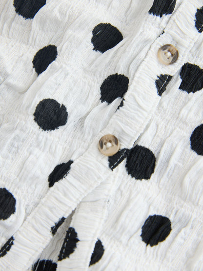 Dsiney Kidz - Black/White Spot Textured Button Front Top (3-16yrs) image 7