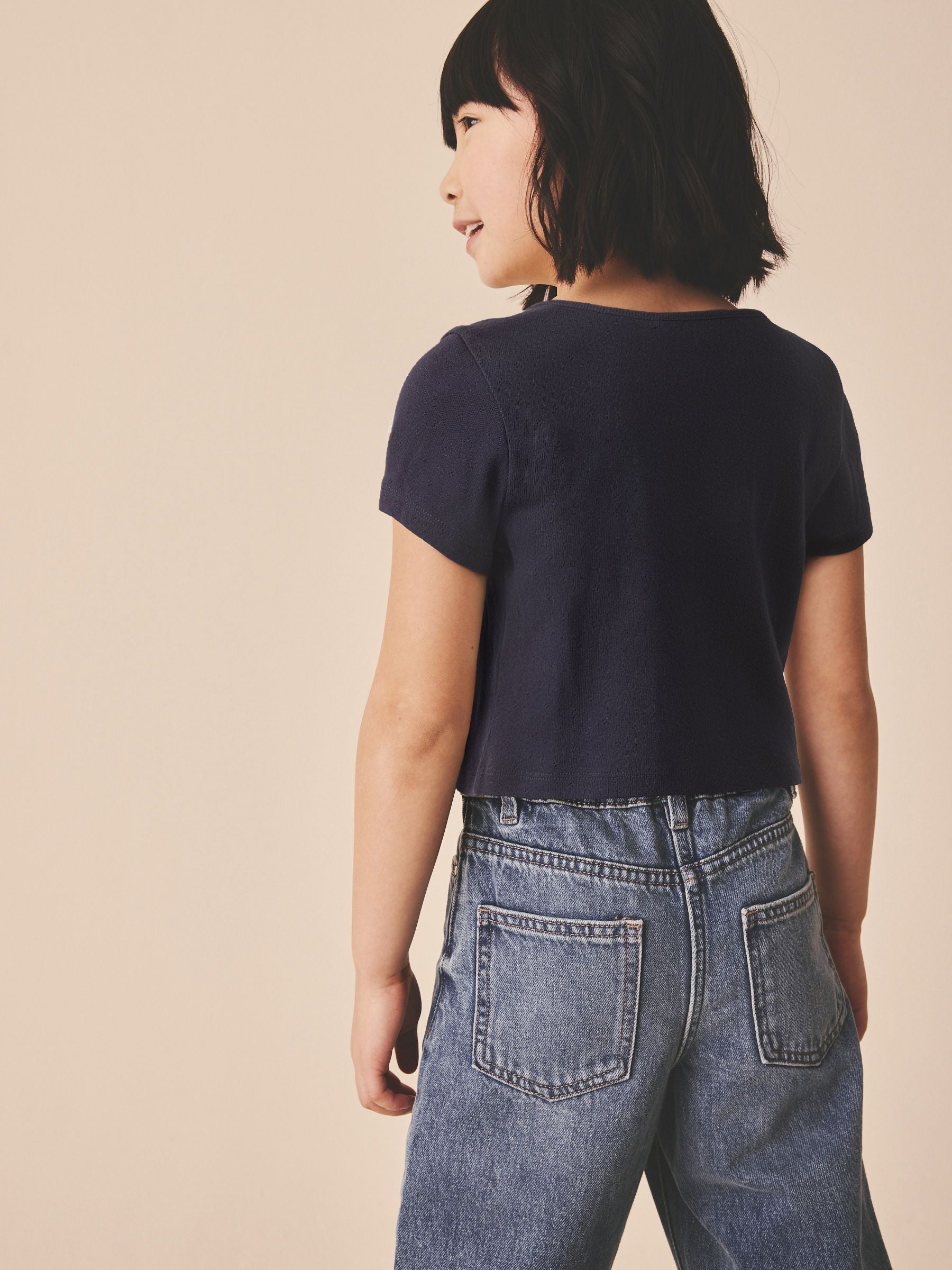 Dsiney Kidz - Navy Pointelle Button Front Top (3-16yrs) image 4