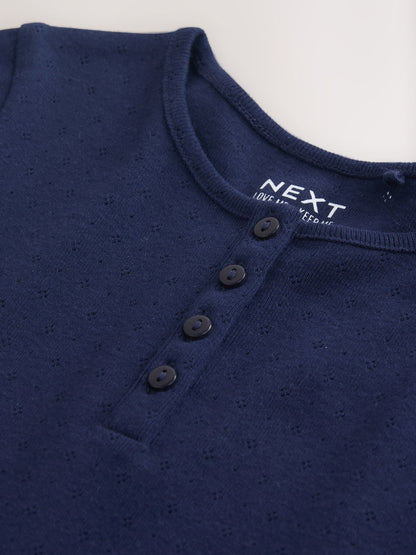 Dsiney Kidz - Navy Pointelle Button Front Top (3-16yrs) image 7