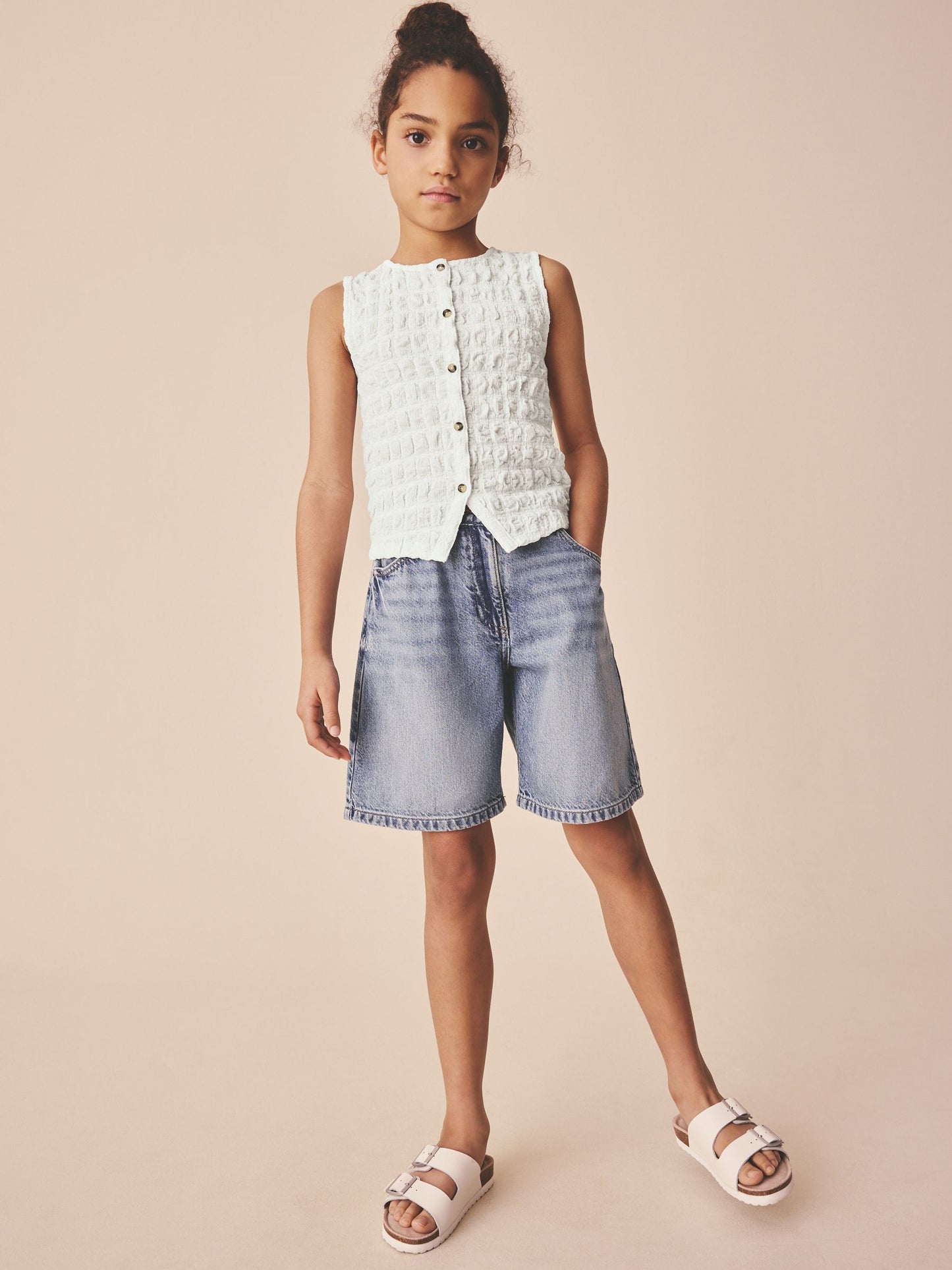 Dsiney Kidz - White Textured Button Front Top (3-16yrs) image 1