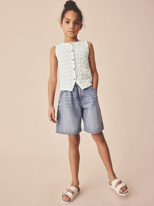 Dsiney Kidz - White Textured Button Front Top (3-16yrs) image 1