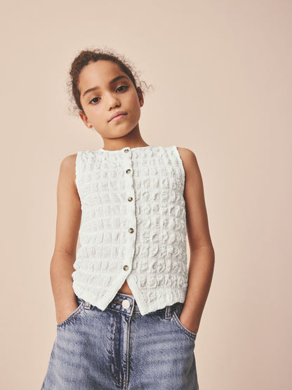 Dsiney Kidz - White Textured Button Front Top (3-16yrs) image 2