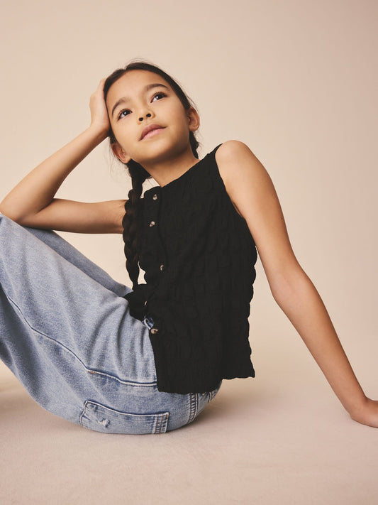 Dsiney Kidz - Black Textured Button Front Top (3-16yrs) image 2