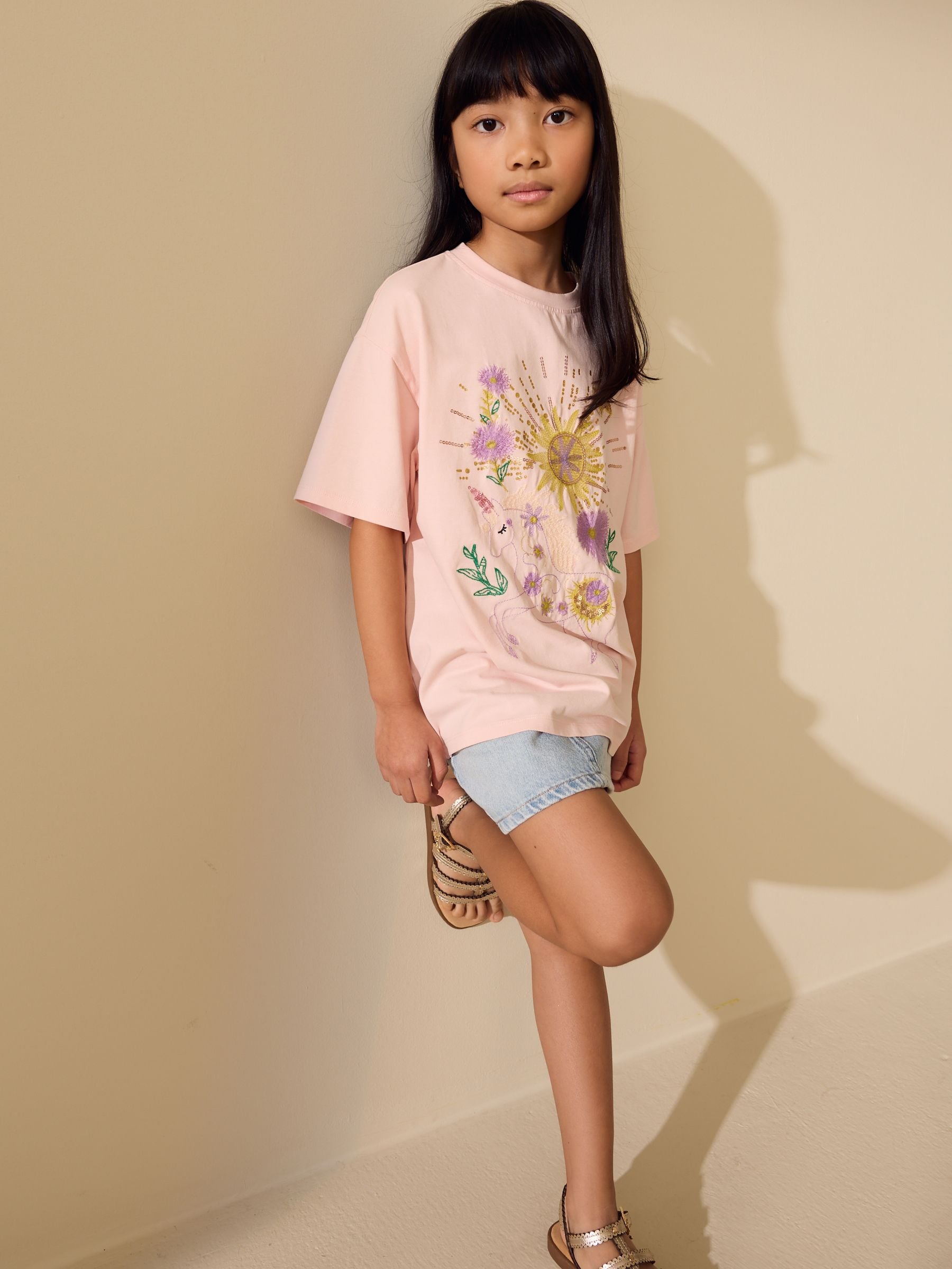 Dsiney Kidz - Pink Unicorn Sequin Oversized T-Shirt (3-16yrs) image 2
