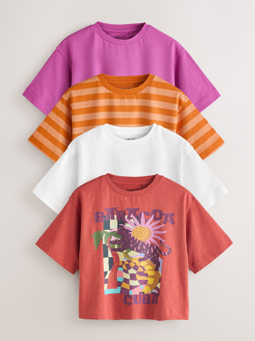 Dsiney Kidz - Purple/Orange Graphic T-Shirts 4 Pack (3-16yrs) image 1