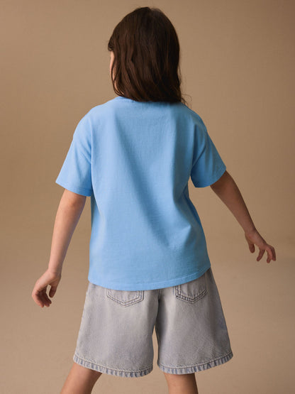 Dsiney Kidz - Blue Boxy Sequin Heart T-Shirt (3-16yrs) image 3
