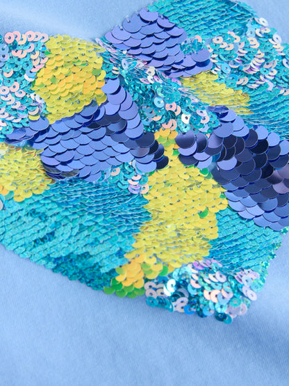 Dsiney Kidz - Blue Boxy Sequin Heart T-Shirt (3-16yrs) image 7