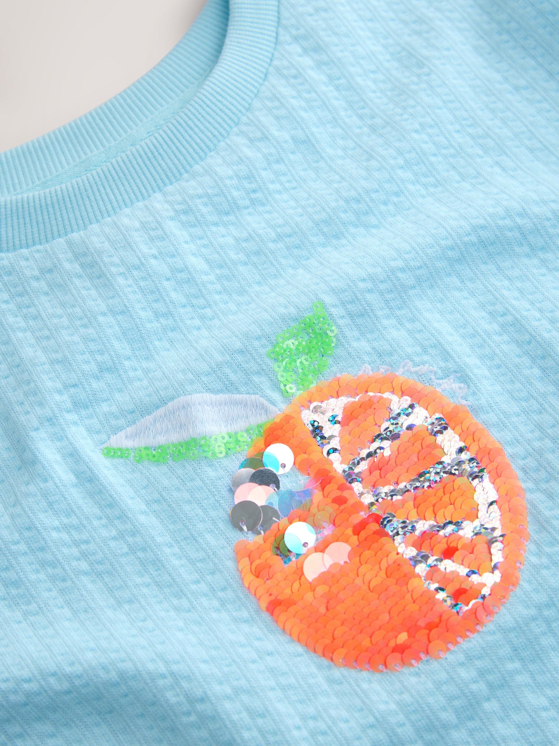Dsiney Kidz - Blue Orange Sequin Textured Oversized Boxy T-Shirt (3-16yrs) image 10