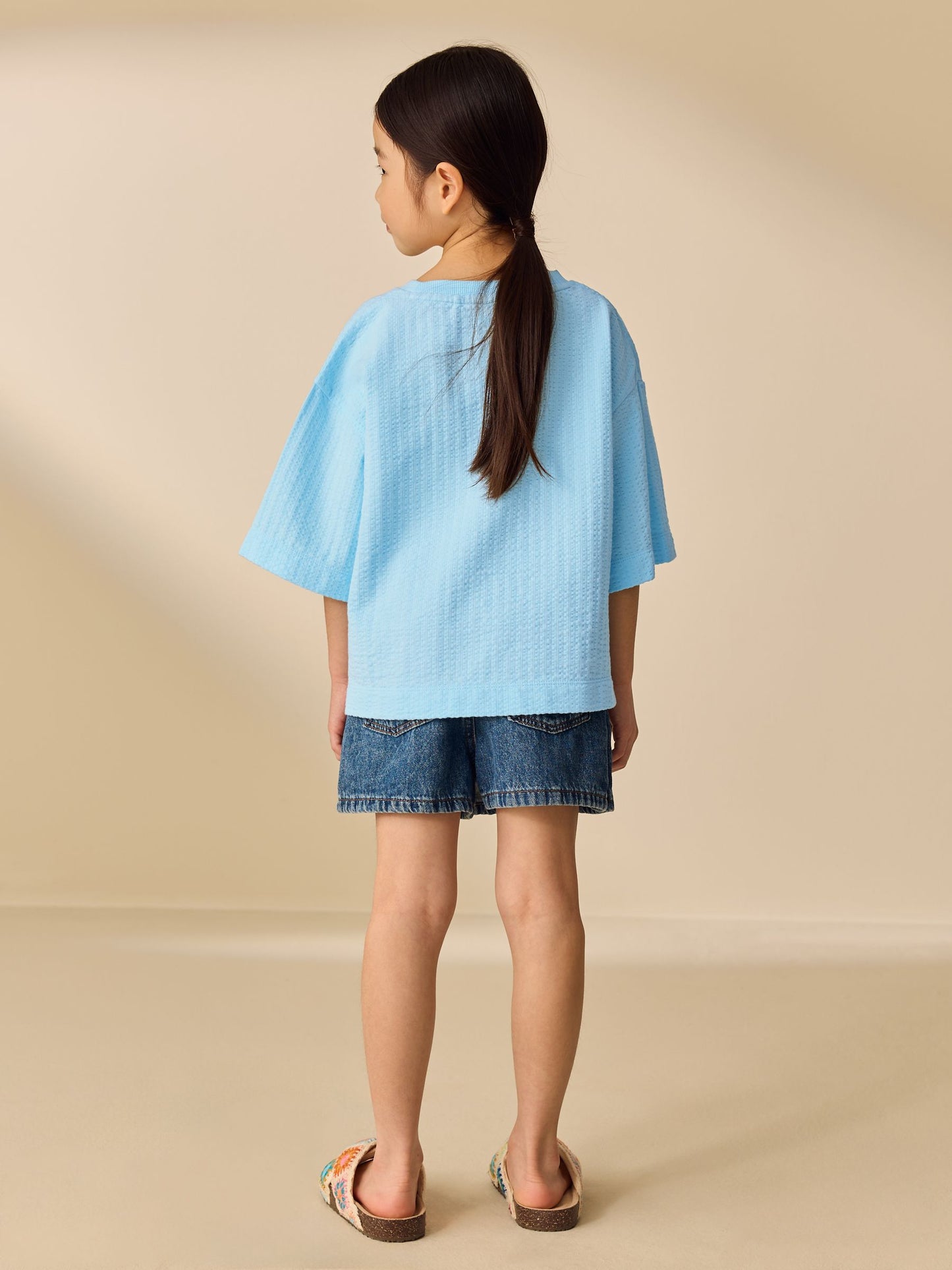 Dsiney Kidz - Blue Orange Sequin Textured Oversized Boxy T-Shirt (3-16yrs) image 3