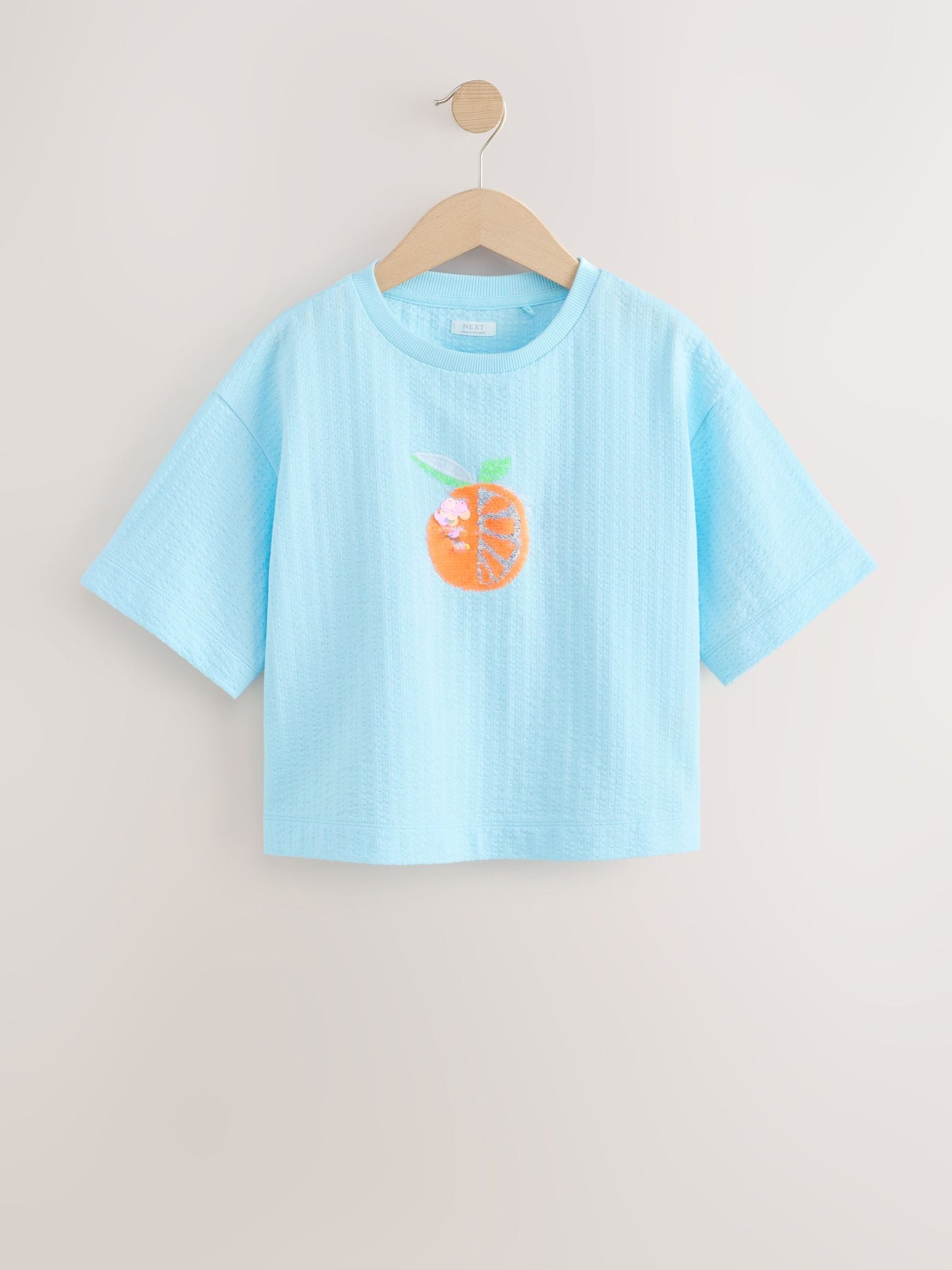 Dsiney Kidz - Blue Orange Sequin Textured Oversized Boxy T-Shirt (3-16yrs) image 7