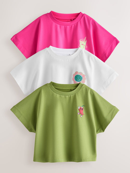 Dsiney Kidz - Pink/Green Boxy Graphic T-Shirts 3 Pack (3-16yrs) image 1